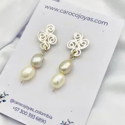 Aretes Remolinos De Plata Y Perlas
