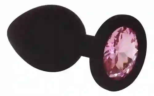 Plug Anal Silicona Talla S Negro Joya Rosa