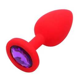 Plug Anal Silicona Talla S Rojo Joya Lila Morado