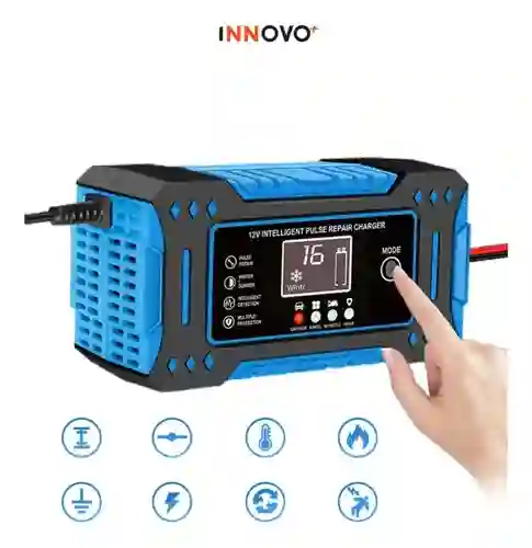 Cargador Iniciador De Batería Inteligente Para Carros Motos Automóviles 12v Innovo Tools