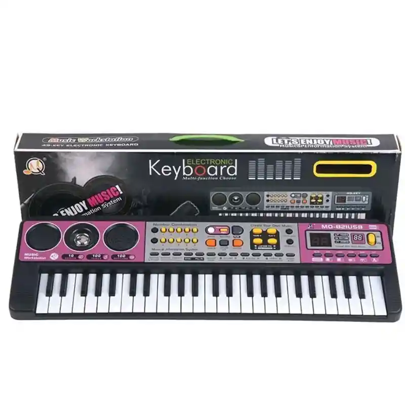 Teclado Musical (micrófono, 49 Teclas, 100 Tonos, 100 Ritmos, Grabación De Sonido