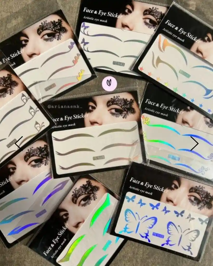 Stickers Láser De Ojos Y Cara Para Maquillaje Facial Colorido Pegatinas Tipo Tatuaje Maquillaje Halloween