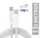 Tipo C Tipo C Cable 3 Metros Carga Rápida Iphone 15 16 Ipad Samsung Usb Universal