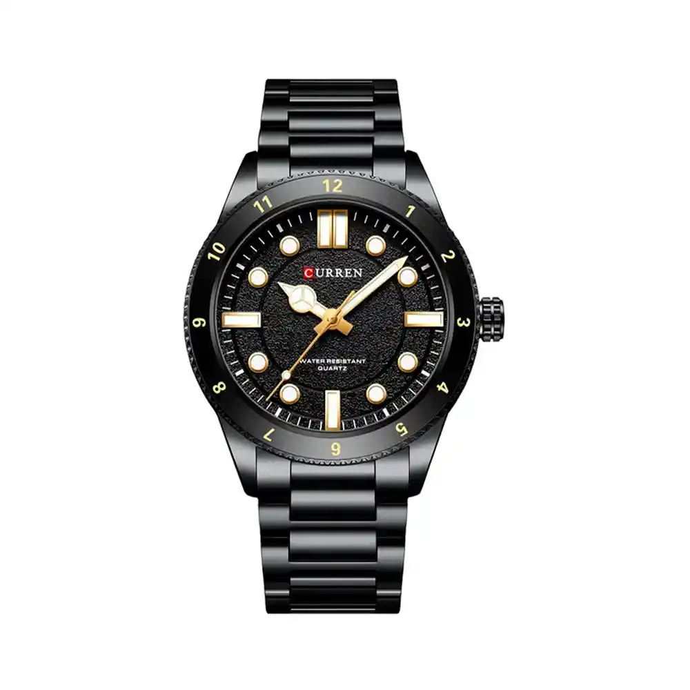 Reloj Analogo Curren Kred9604 Original Color Negro En Acero Inoxidable Para Hombre