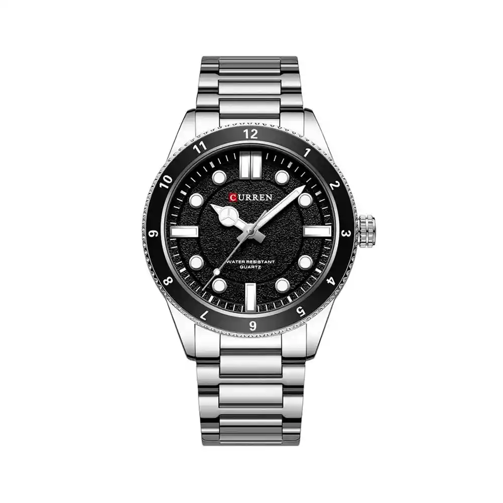 Reloj Analogo Curren Kred9601 Original Color Plateado En Acero Inoxidable Para Hombre