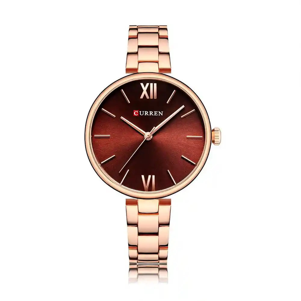 Reloj Analogo Curren Kreb712028 Original Color Rosado En Acero Inoxidable Para Mujer