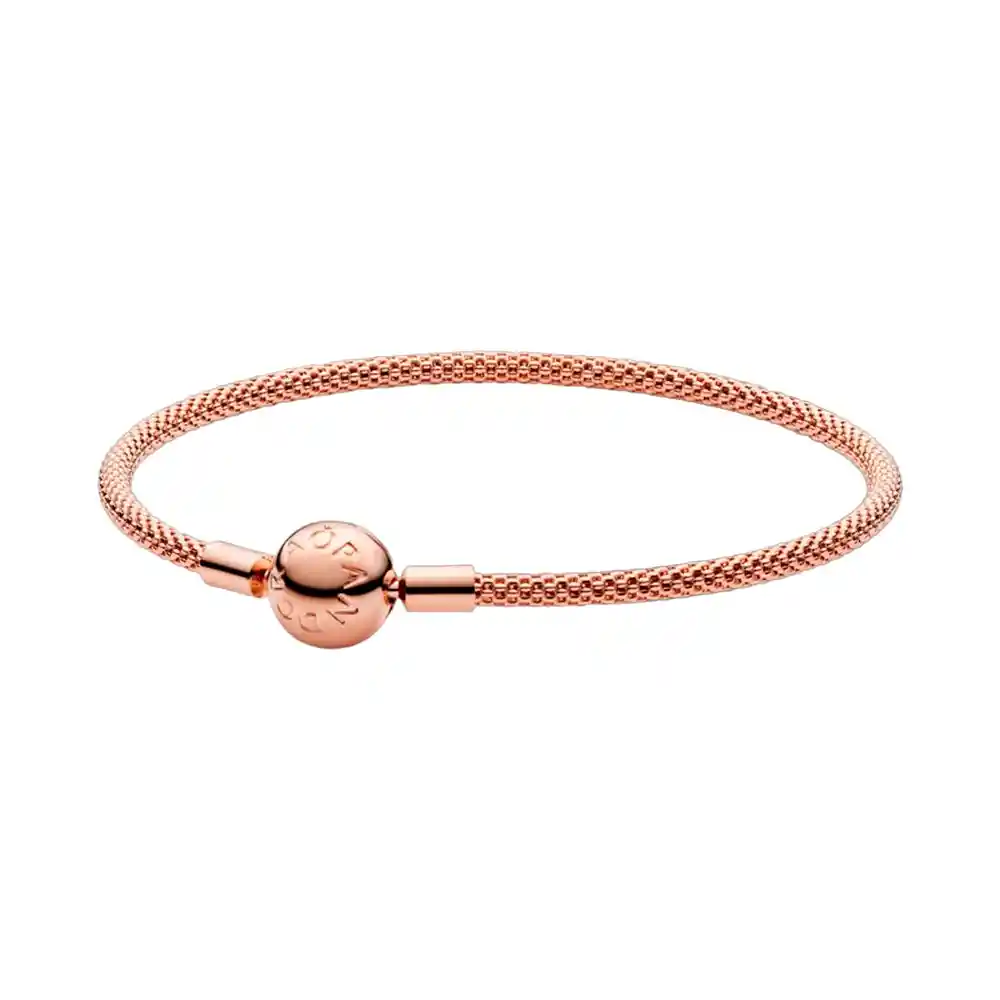Pulsera Brazalete Pandora Malla De Plata Rosada 586543 Plata 925 - 18cm