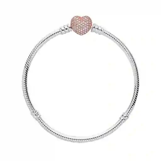 Pulsera Brazalete Pandora Cadena Con Cierre De Corazón 586292cz Plata 925 - 18cm
