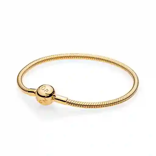 Pulsera Brazalete Pandora Cadena Con Oro Liso 18k 567107 Plata 925 - 18cm