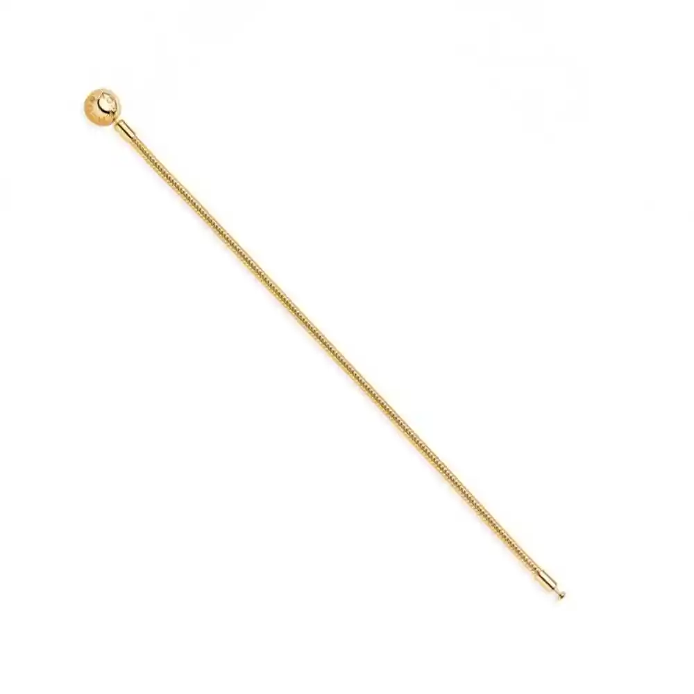 Pulsera Brazalete Pandora Cadena Con Oro Liso 18k 567107 Plata 925 - 18cm