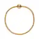 Pulsera Brazalete Pandora Cadena Con Oro Liso 18k 567107 Plata 925 - 18cm
