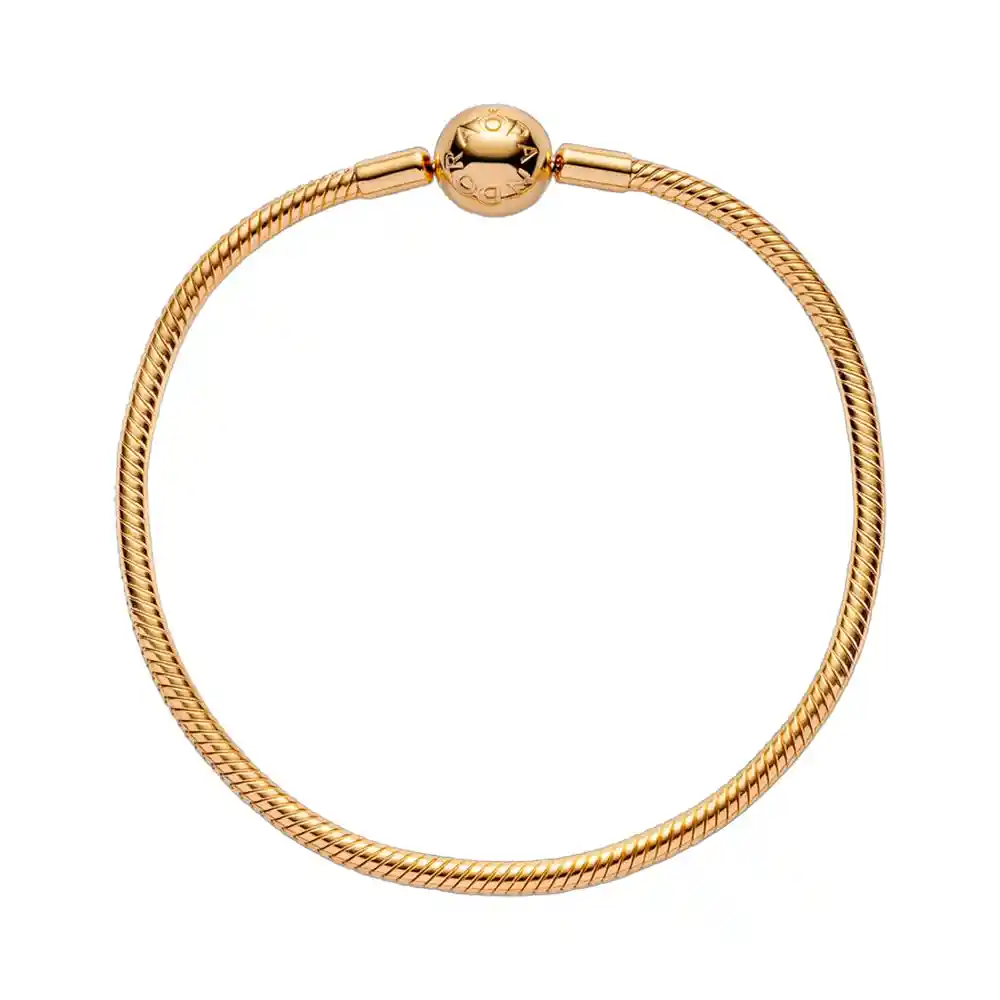 Pulsera Brazalete Pandora Cadena Con Oro Liso 18k 567107 Plata 925 - 18cm