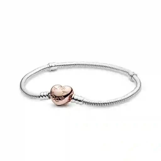 Pulsera Brazalete Pandora Cadena Con Corazon De Oro 580719 Plata 925 - 18cm