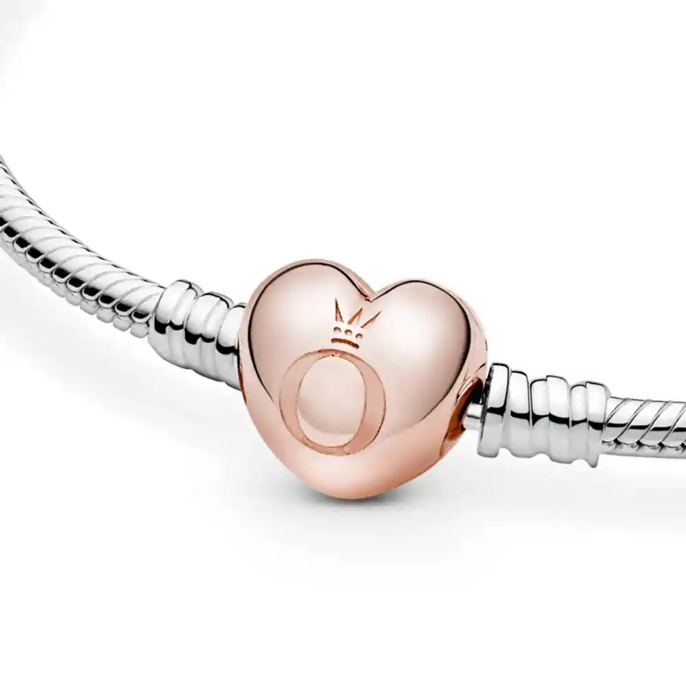 Pulsera Brazalete Pandora Cadena Con Corazon De Oro 580719 Plata 925 - 18cm