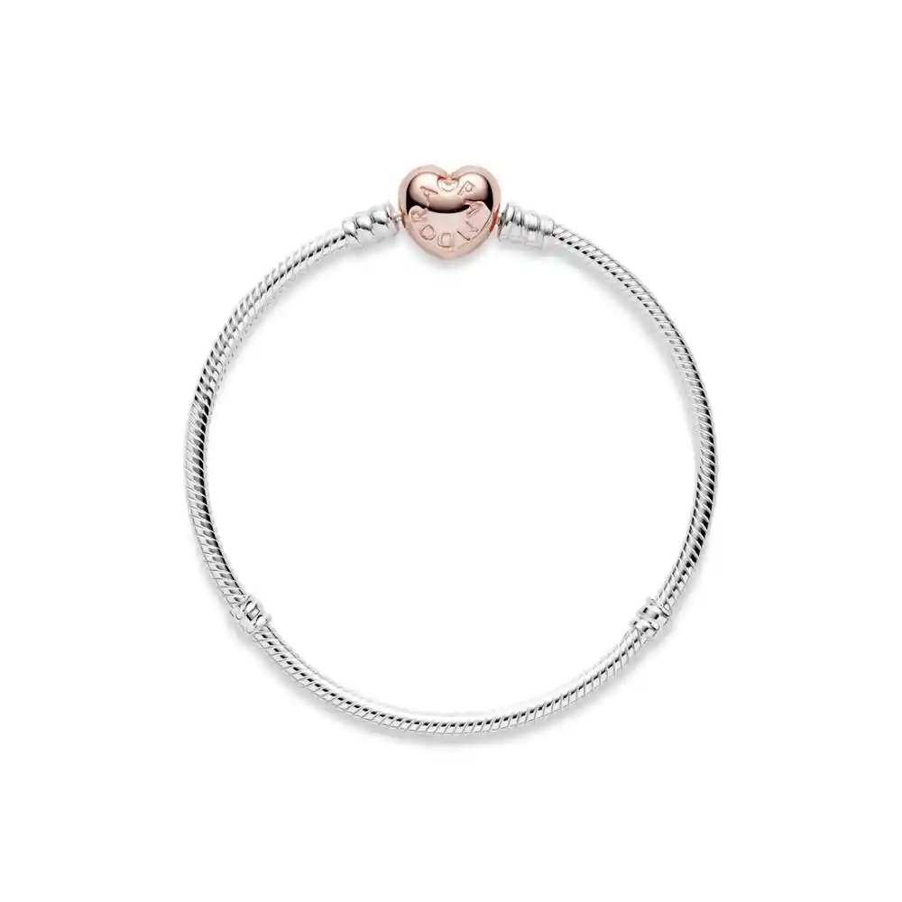 Pulsera Brazalete Pandora Cadena Con Corazon De Oro 580719 Plata 925 - 18cm
