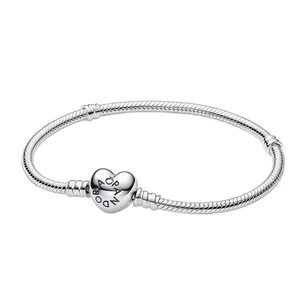 Pulsera Brazalete Pandora Cadena Con Cierre De Corazón 590719 Plata 925 - 18cm