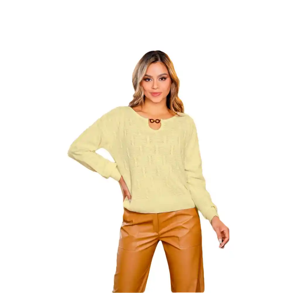 Buzo Tejido Para Dama Punto Aparte 1044 Color Blanco Talla M