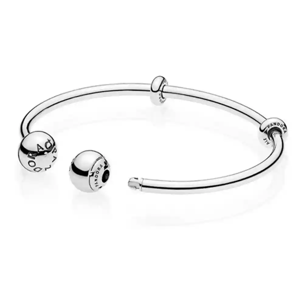 Pulsera Brazalete Pandora Diseño Abierto De Esferas 596477 Plata 925 - 18cm