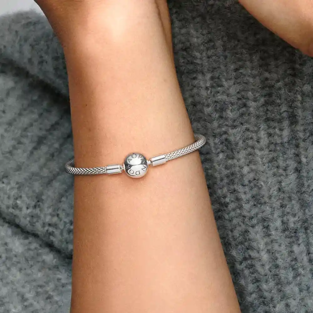 Pulsera Brazalete Pandora Malla De Plata Con Cierre 596543 Plata 925 - 18cm