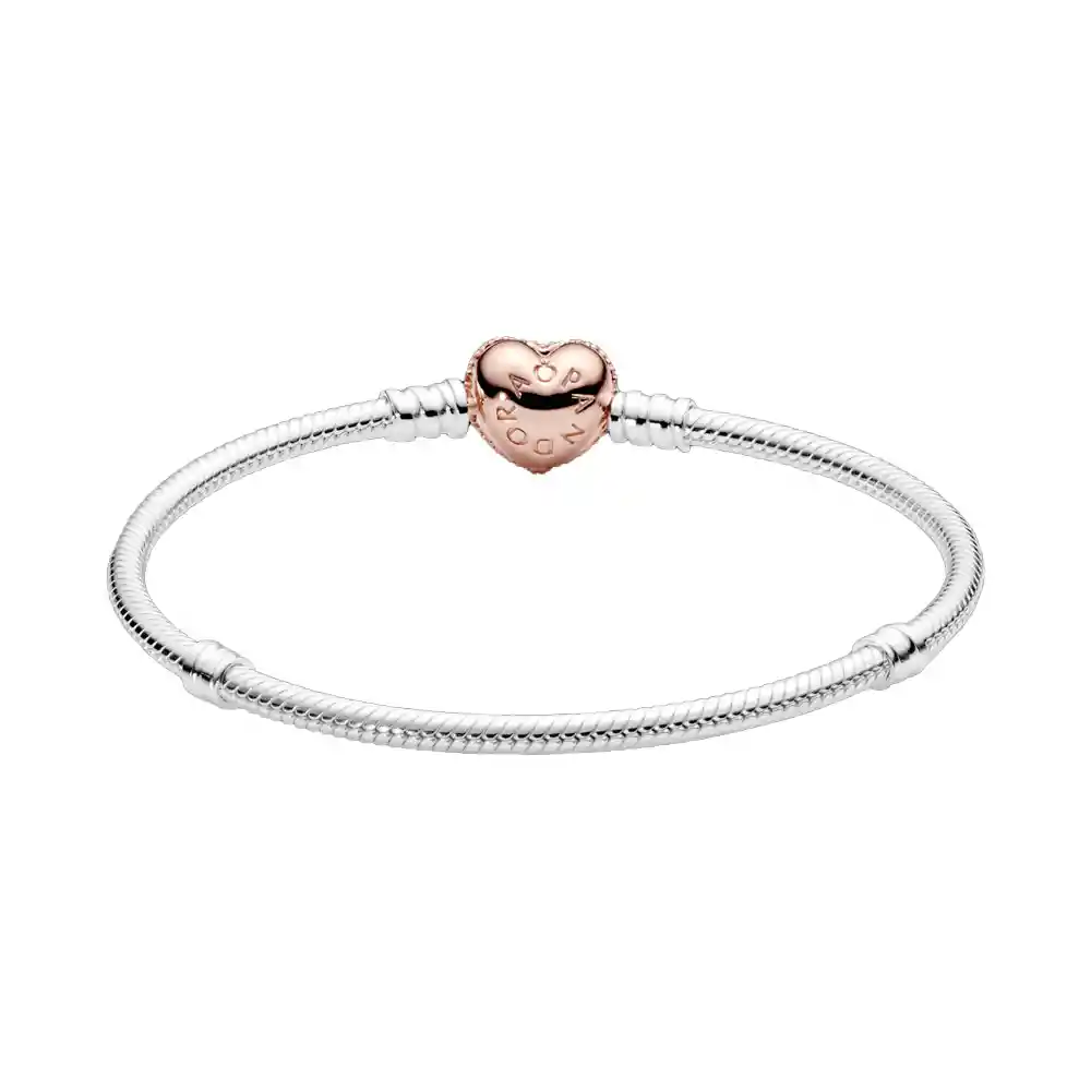 Pulsera Brazalete Pandora Cadena Con Cierre De Corazón 586292cz Plata 925 - 18cm