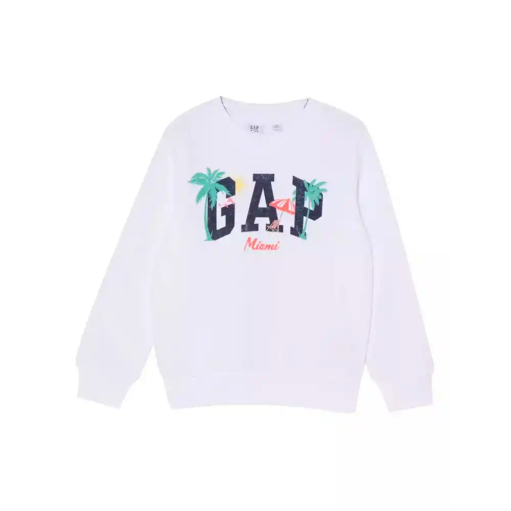 Buzo Gap Logo Sweatshirt Color Blanco Talla Xs