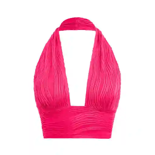 Top Halter Corto Shein Para Dama Icon De Espalda Abierta Color Rosa Talla M