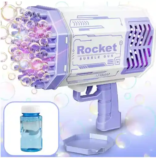 Maquina Pistola Para Burbujas Eléctrica Juguete Para Niños Morada O Rosa