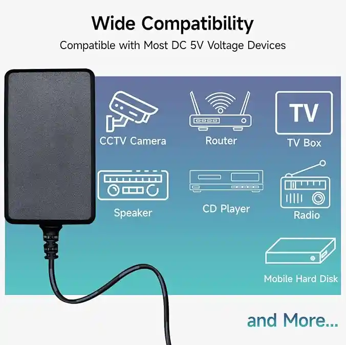Adaptador De Fuente De Alimentación 5 V/ 3 Mah Enrutador Cctv Altavoz, Banco De Energía, Lector