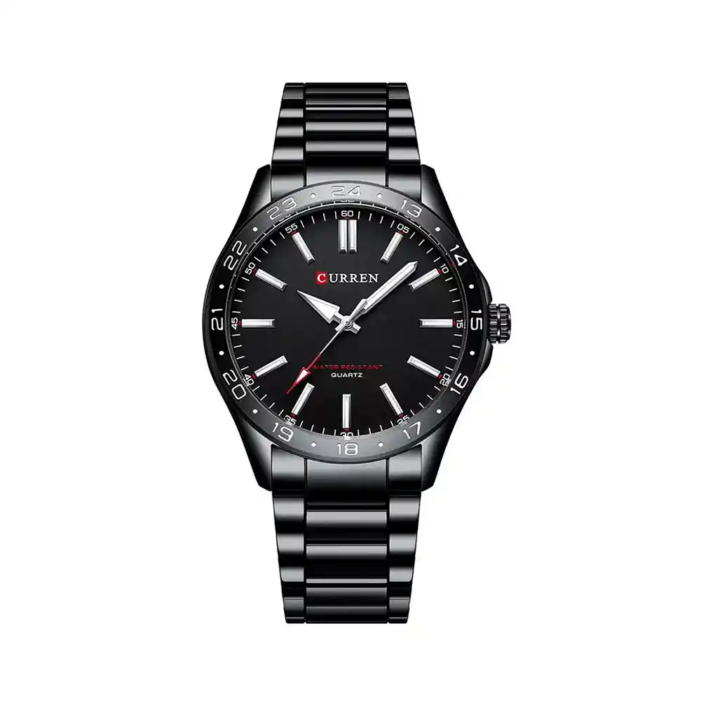 Reloj Analogo Curren Kred9305 Original Color Negro En Acero Inoxidable Para Hombre