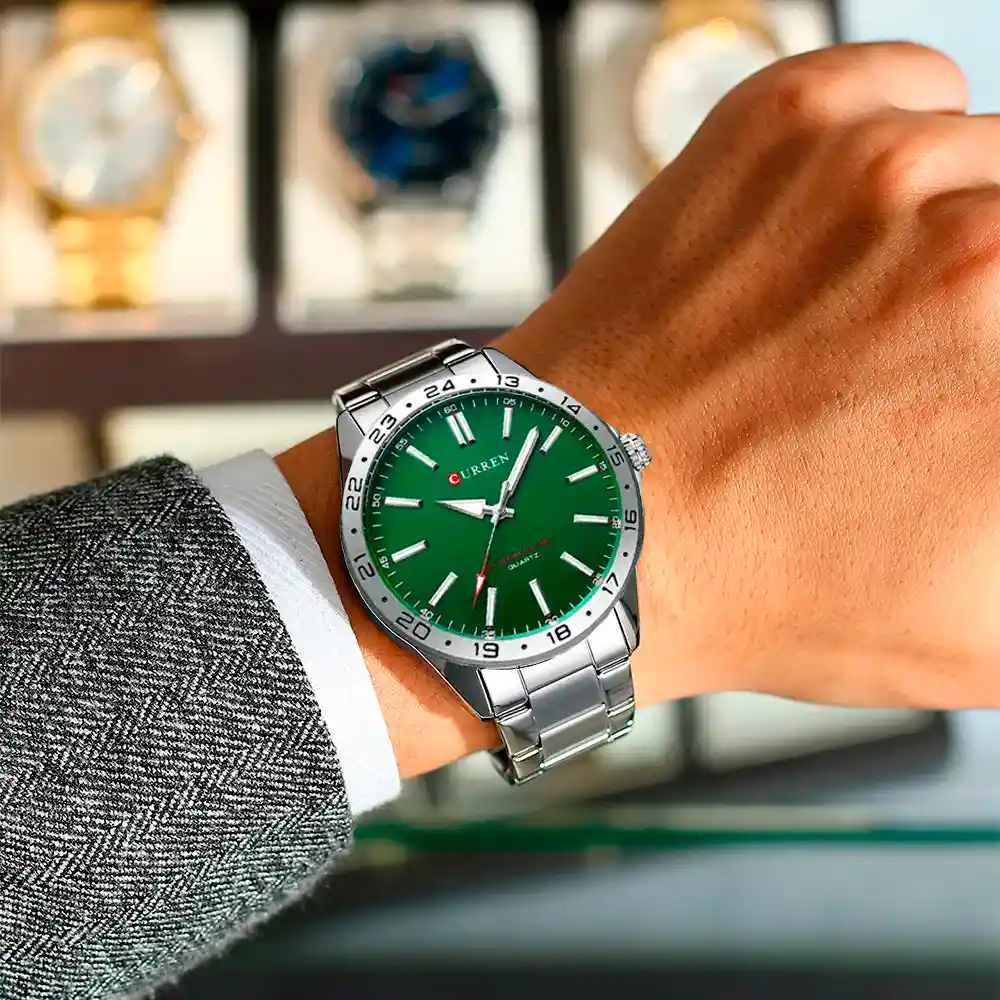 Reloj Analogo Curren Kred9304 Original Color Plateado En Acero Inoxidable Para Hombre