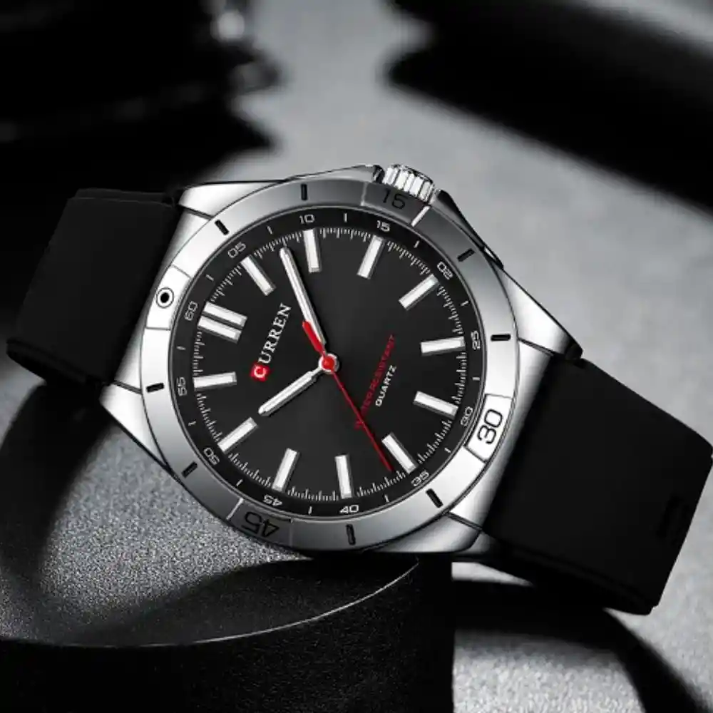 Reloj Analogo Curren Kred8801 Original Color Plateado En Acero Inoxidable Para Hombre