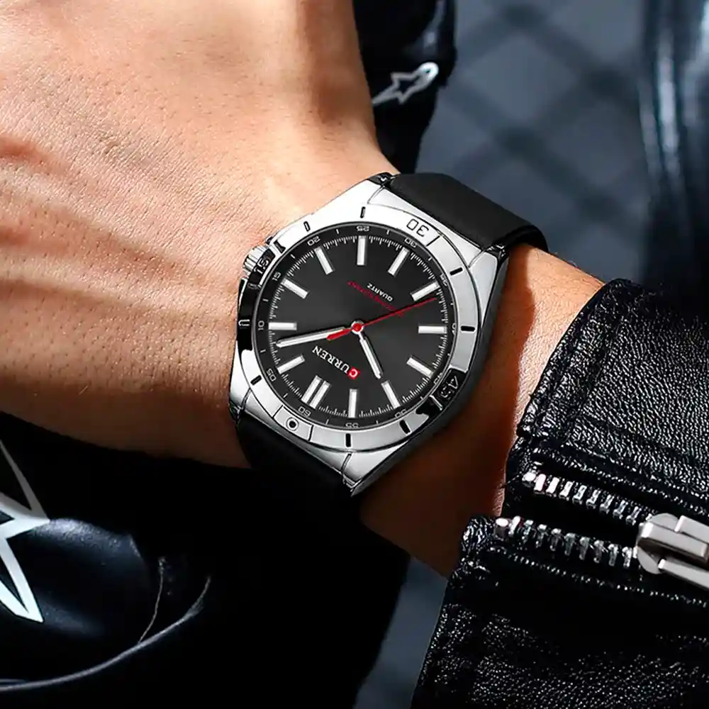 Reloj Analogo Curren Kred8801 Original Color Plateado En Acero Inoxidable Para Hombre