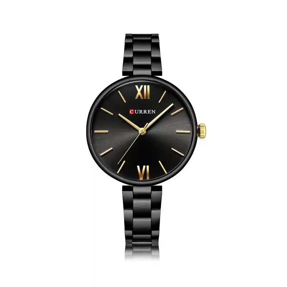 Reloj Analogo Curren Kreb7101 Original Color Negro En Acero Inoxidable Para Mujer