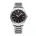 Reloj Análogo Curren Original Para Hombre Kred9302 Negro En Acero Inoxidable Color Plateado