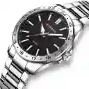 Reloj Análogo Curren Original Para Hombre Kred9302 Negro En Acero Inoxidable Color Plateado