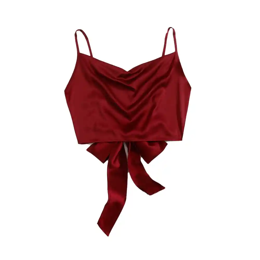 Top Prive Shein Para Dama De Tirantes Corto Color Burdeos Talla M