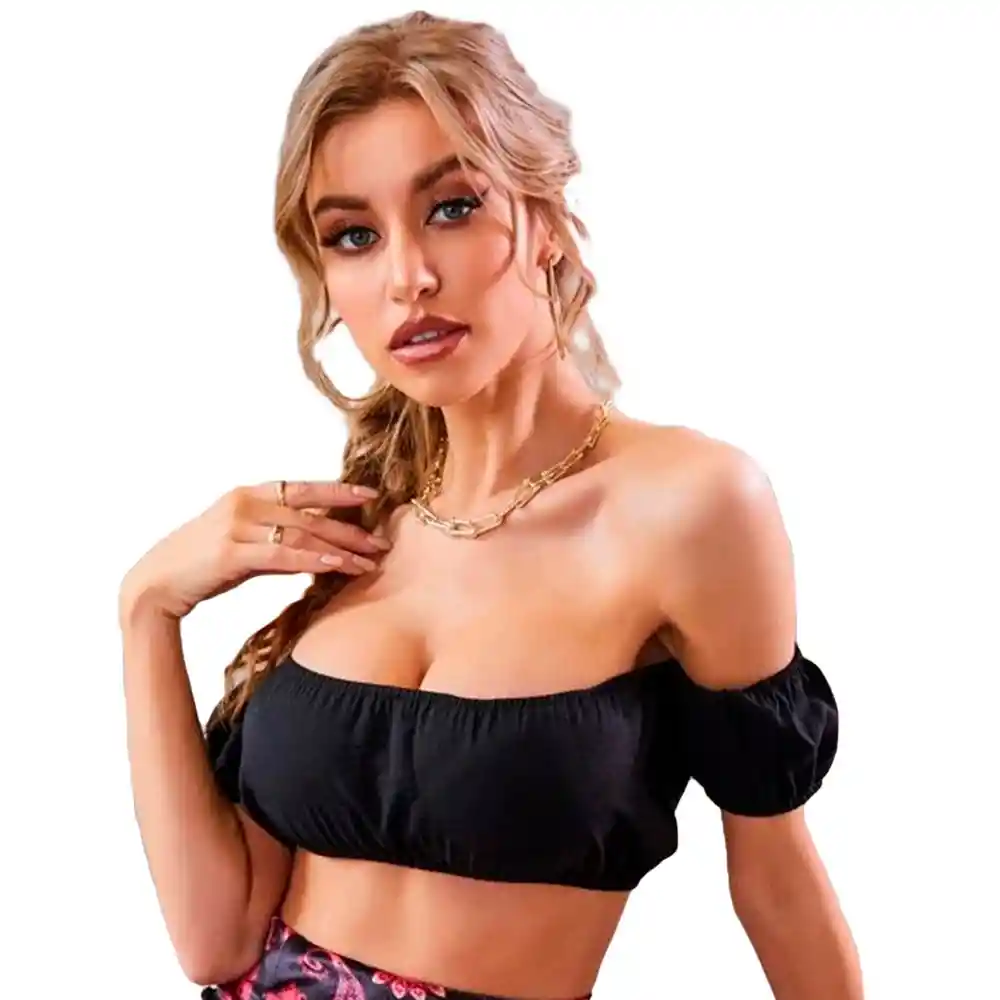 Top Para Dama Shein Liso Sexy Color Negro Talla L