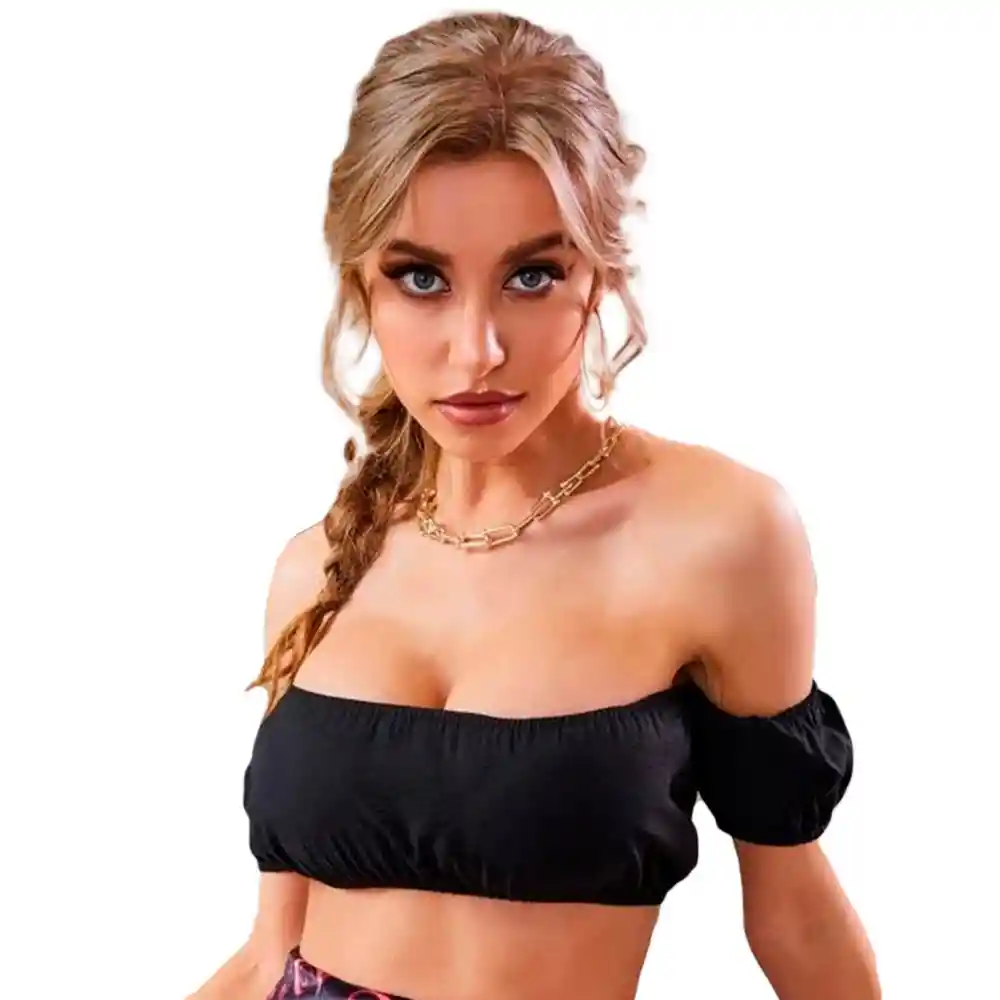 Top Para Dama Shein Liso Sexy Color Negro Talla L