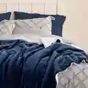 Dúo Combo Almohada Semi Ortopédica Cervical + Cobija Térmica Ovejera 180 X 240 Azul