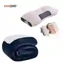 Dúo Combo Almohada Semi Ortopédica Cervical + Cobija Térmica Ovejera 180 X 240 Azul