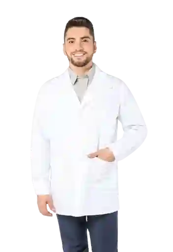 Bata De Laboratorio Adulto Talla L Botón En Tela Dacrón Manga Larga