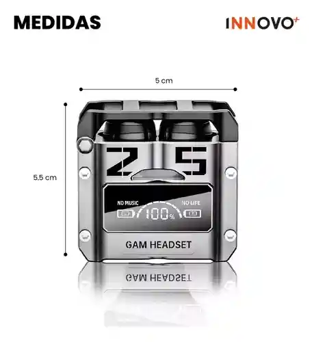 Audífonos Inalámbricos Plata M25 Bluetooth 5.3 Gamming Innovo Tech Sport