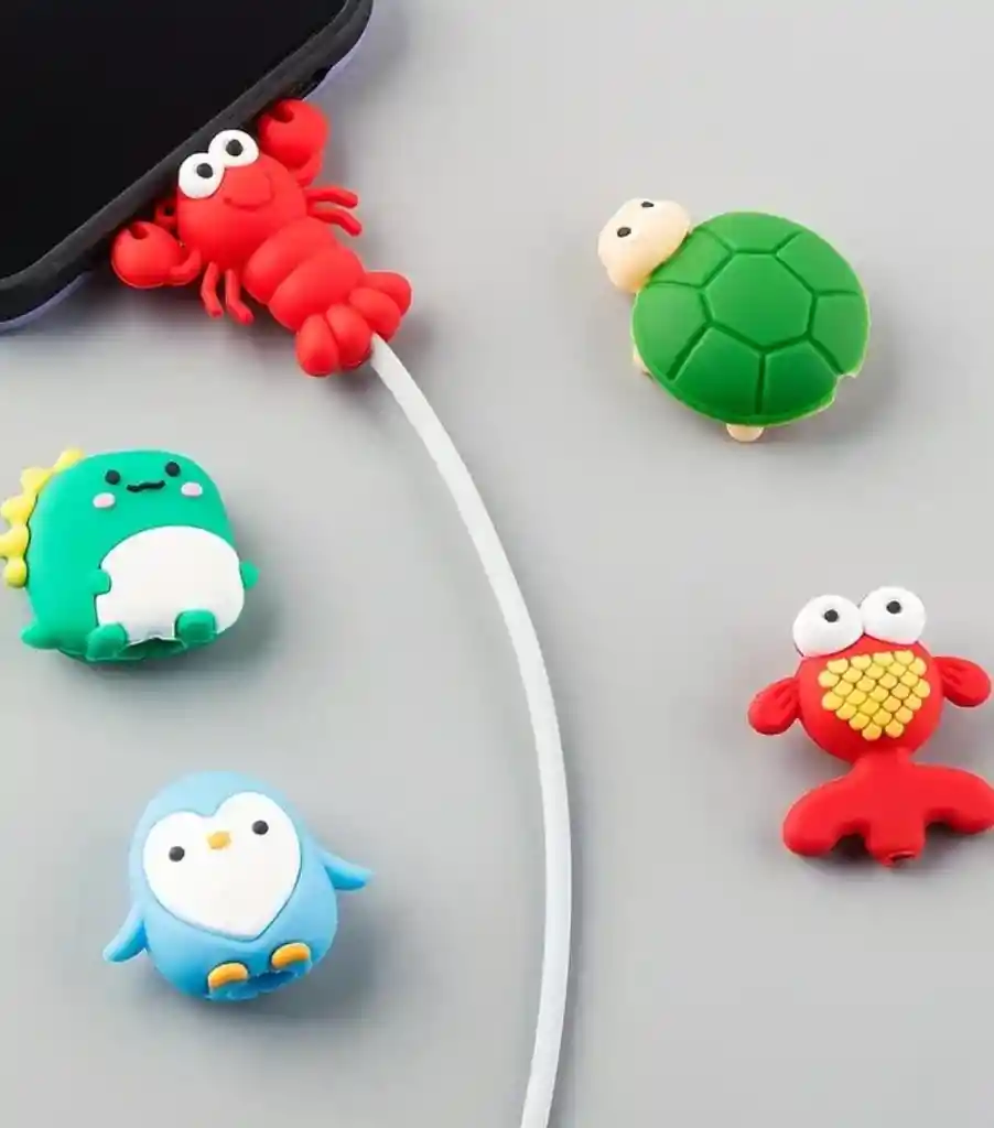 Protector De Cable Con Diseño De Animales Y Comida Para Cables De Datos