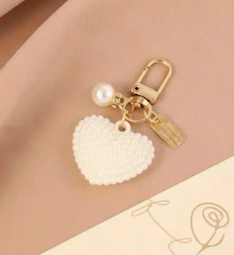 Llavero Diseño De Corazón Con Perlas Para Hombre O Mujer Para Llaves