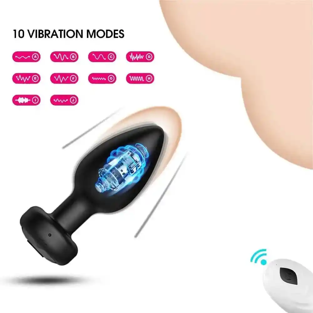Plug Anal Con Vibración Y Control Centur Recargable Negro Siliconado