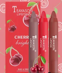 Caja De 3 Labiales Matte Aterciopelado En Forma De Crayon Cereza