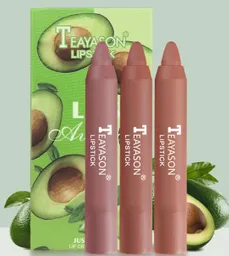 Caja De 3 Labiales Matte Aterciopelado En Forma De Crayon Aguacate