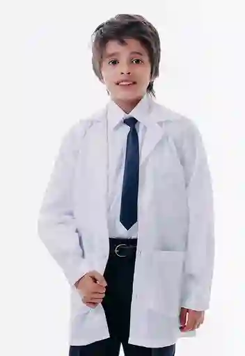 Bata De Laboratorio Niños Talla 16 Botón En Tela Dacrón Manga Larga