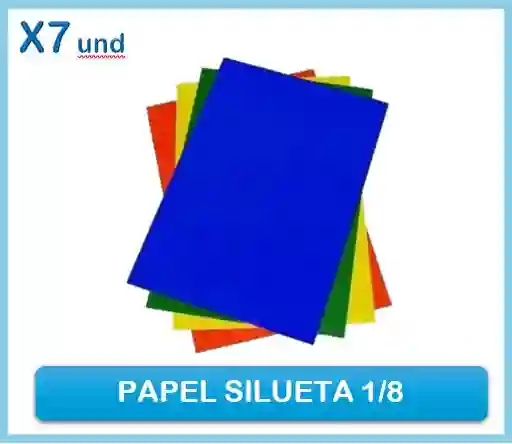 Papel Silueta Colores Surtido Octavo 1/8 X 7und