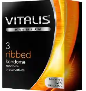 Condón Vitalis Ribbed Texturizado X 3 Unidades